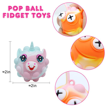 Kissfree 18 Pack Animal Pop Balls Party Favors For Kids,3D Pop Balls Its Fidget Toys,Birthday Gifts For Kids,Goodie Bag Stuffers