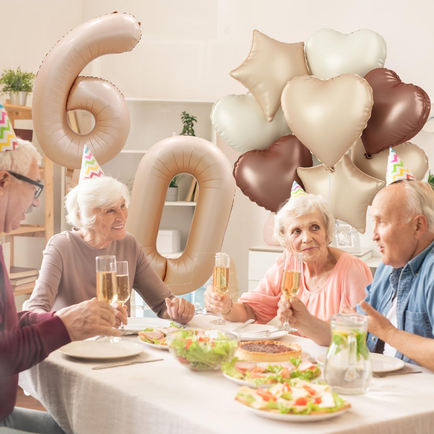 40Th Birthday Balloons Decor, Helium Apricot Beige 40 Balloon, Neutral Brown Tan White Sand Cream Heart Balloon Foil Nude Taupe