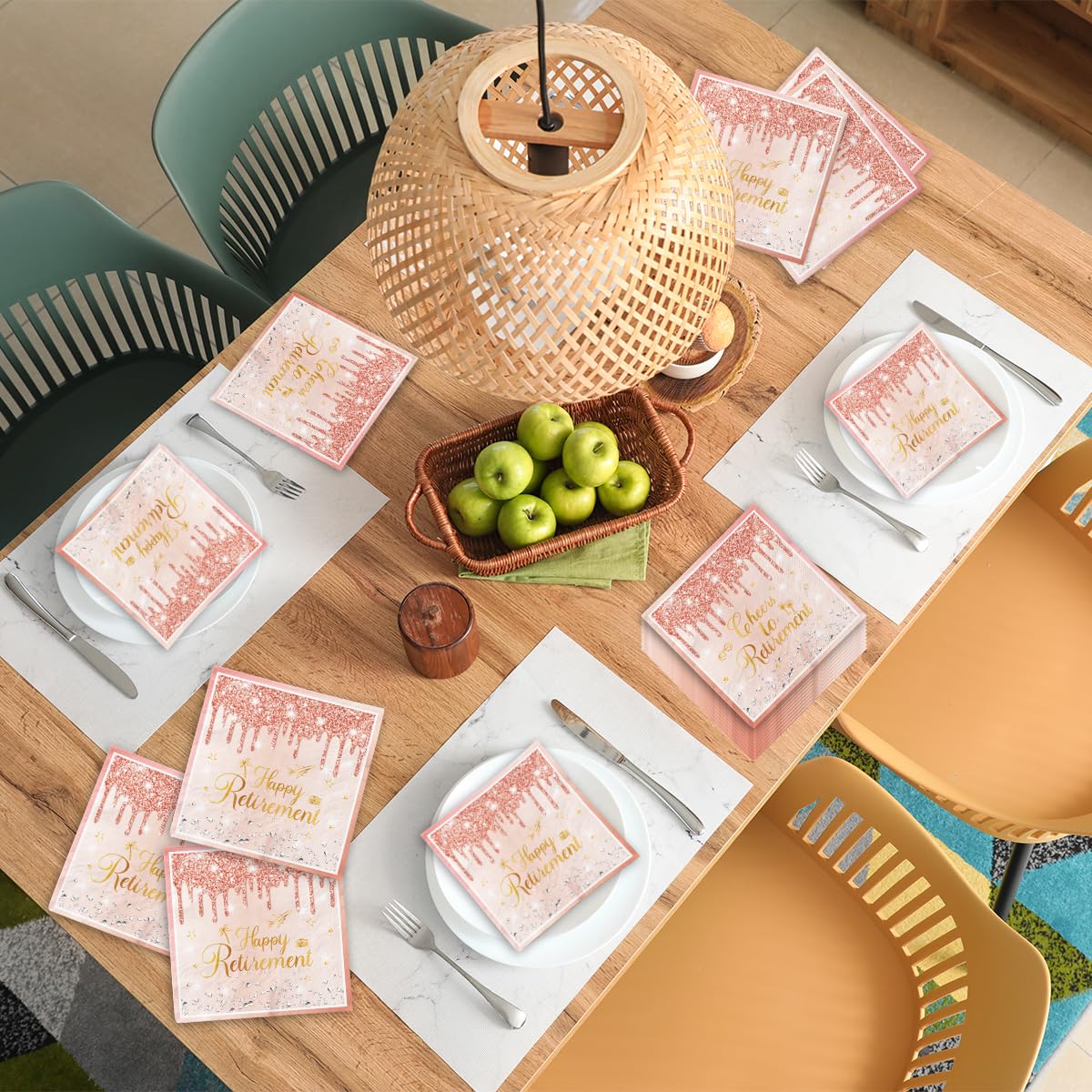 40Pcs Pink Retirement Paper Napkins Retirement Party Decorations, Disposable Rose Gold We Will Miss You Napkins For Men Women Go