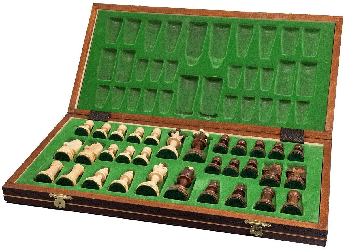 Handmade European Wooden Chess Set With 16 Inch Board And Hand Carved Chess Pieces