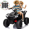 Kids Atv 4 Wheeler, 24V 2 Seater Electric Atv Quad W/4Wd Motor, Protective Gear Set, Bluetooth, Led Lights, Spring Suspension, B