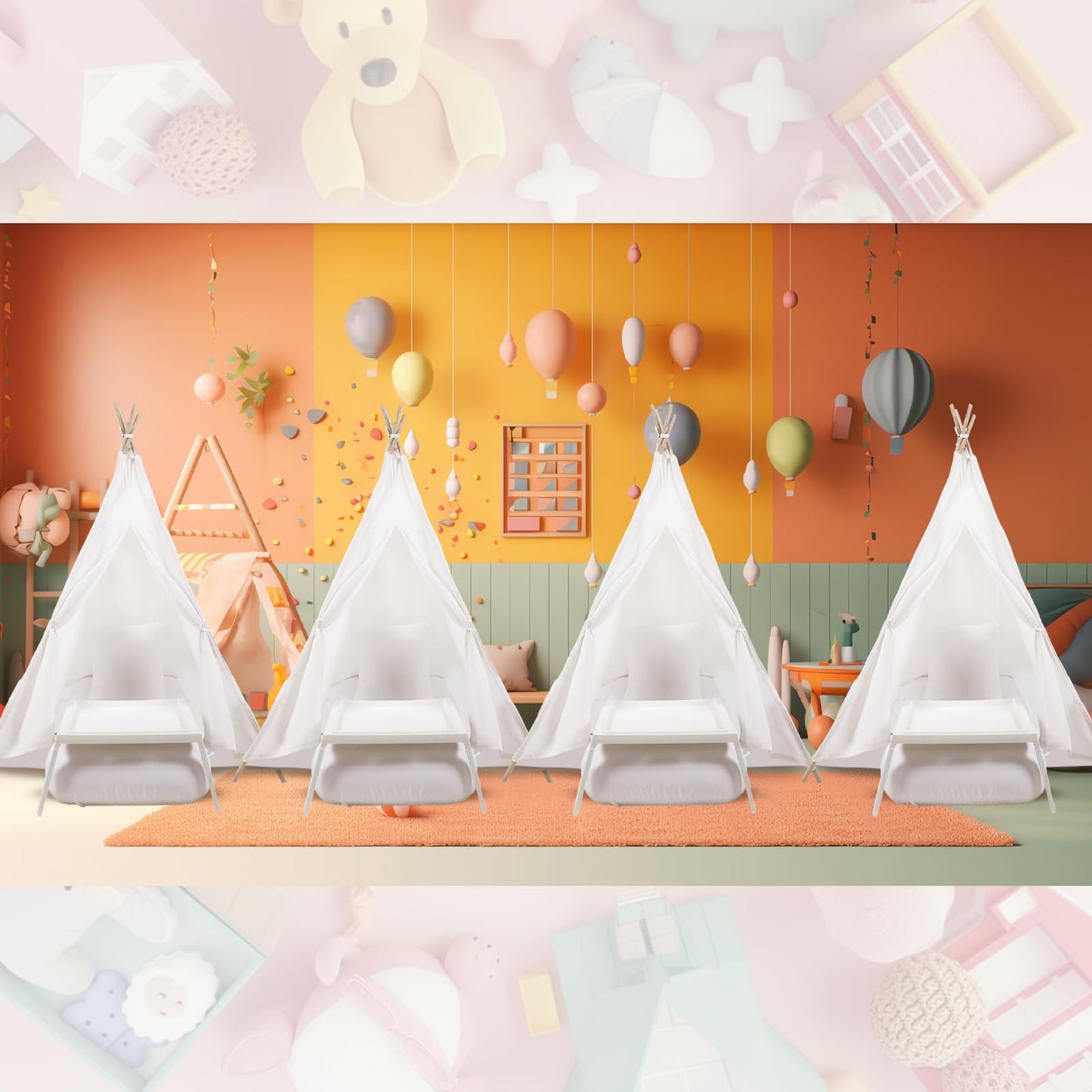 Wesnoy Kids Teepee Tent with Inflatable Airbed, Bed Tray Table, Fitted Sheet and Pillow Insert Toddler Play Tent for Boy Girl In