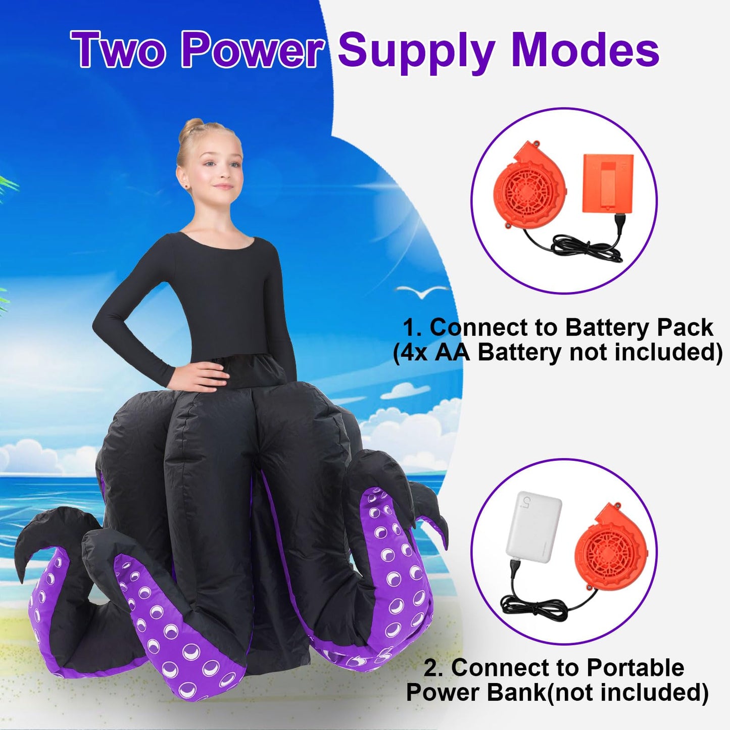 Inflatable Costumes for Kids Octopus Halloween Costume Girls Funny Octopus Blow Up Costumes Animals Cartoon Cosplay Party