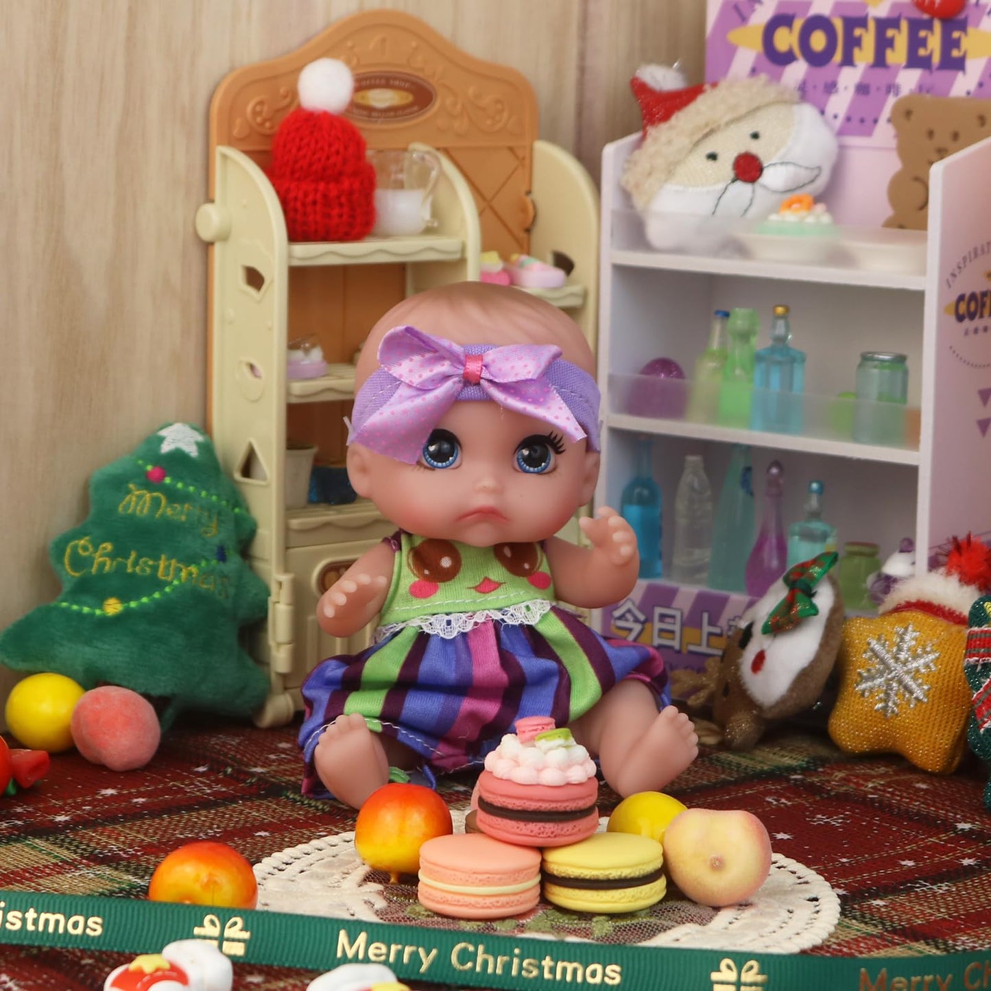 Beem Jun 6'' Cute Small Baby Doll Newborn Baby All Vinyl Reborn Baby Dolls For Girls Swivel Mini Dolls 16 Cm Crying Baby Diy Toy