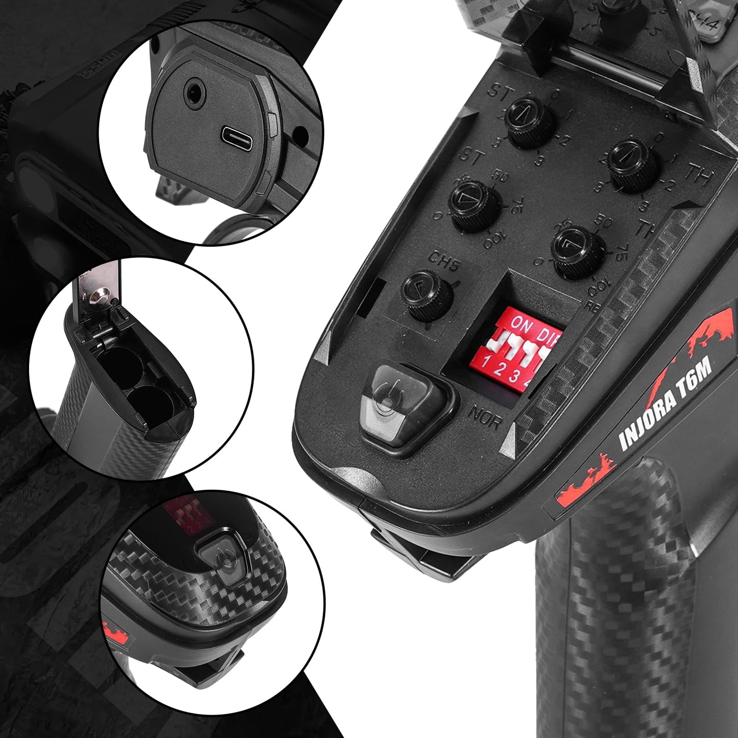 INJORA INT-T6M 2.4GHz Digital Radio Micro Transmitter Remote Control with 6CH Receiver for 1/24 1/18 RC Upgrade