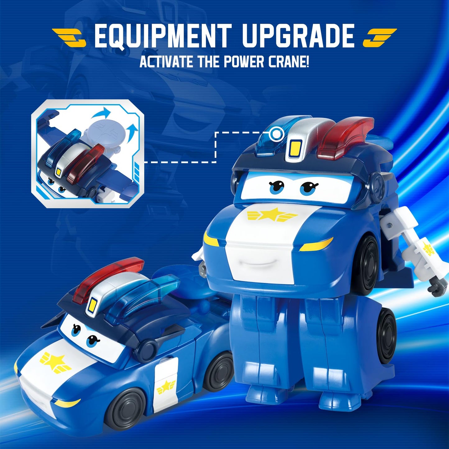 Super Wings Transformer Toys - 5 in Lucie Airplane Action Figures, 2 in 1 Rescue Bots for Kids Age 3-7, Blue, Model 780235