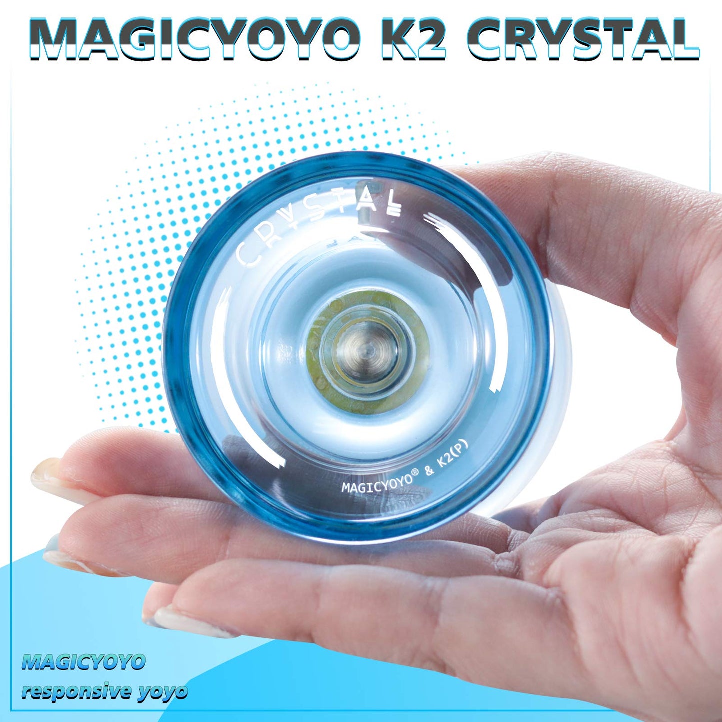 Magicyoyo K2 Responsive Yoyo For Kids Beginners Yo-Yo With Yoyo Glove, Yoyo Bag, 12 Yoyo Strings - Crystal Blue
