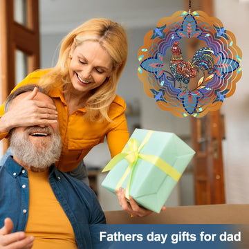 2 Pack Rooster Metal Wind Spinners - Chicken Gifts For Women Mom Grandma Wife, Hanging Wind Spinner For Outdoor & Indoor Decorat