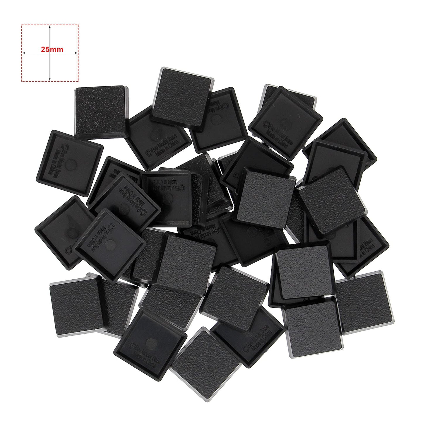 100PCS 25mm Square Black Miniature Model Bases for Tabletop or Miniature Wargames (25mm(0.98inch), 100PCS)
