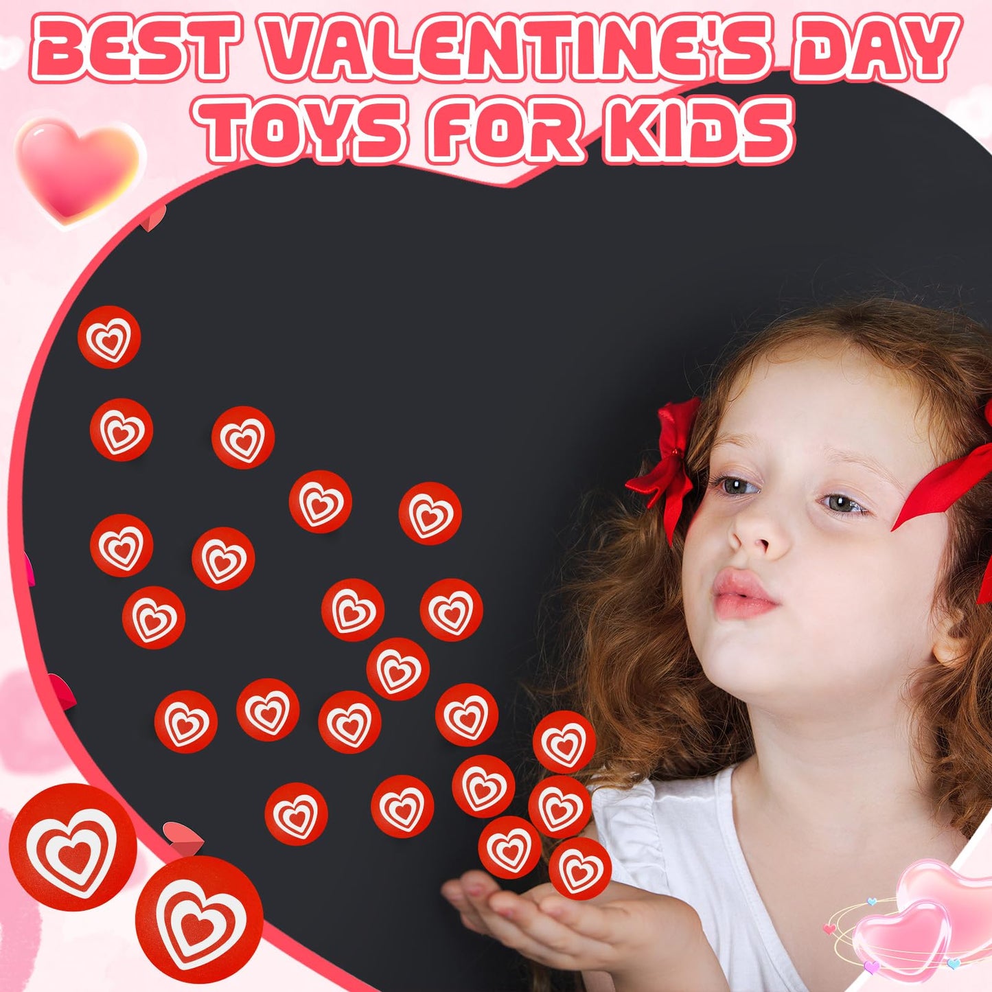 Leitee 12 Pcs Valentines Bouncy Balls 32 Mm Valentines Day Party Favors Glow In The Dark Heart Shaped Stress Relief Fidget Toys