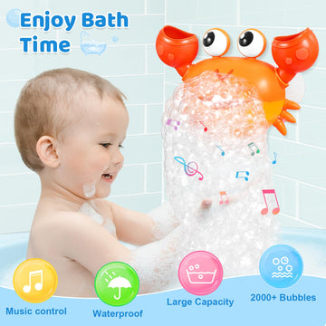 Gigilli Crab Baby Bath Toys, Rechargeable Bath Bubble Machine For Toddler Easter Basket Stuffers, Bathtub Bubble Maker With Music For Kids Ages 1-3 6-12 12-18 Months Boys Girls 1St Birthday Gifts