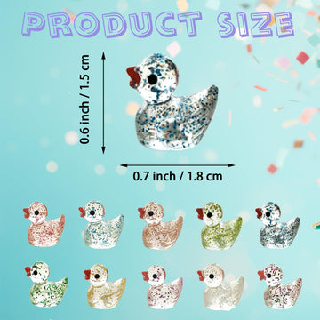 Kuanfine 60 Pcs Tiny Duck Figures Mini Resin Duck Luminous Miniature Ducks Bead for Garden Landscape Aquarium Decoration(Glitter