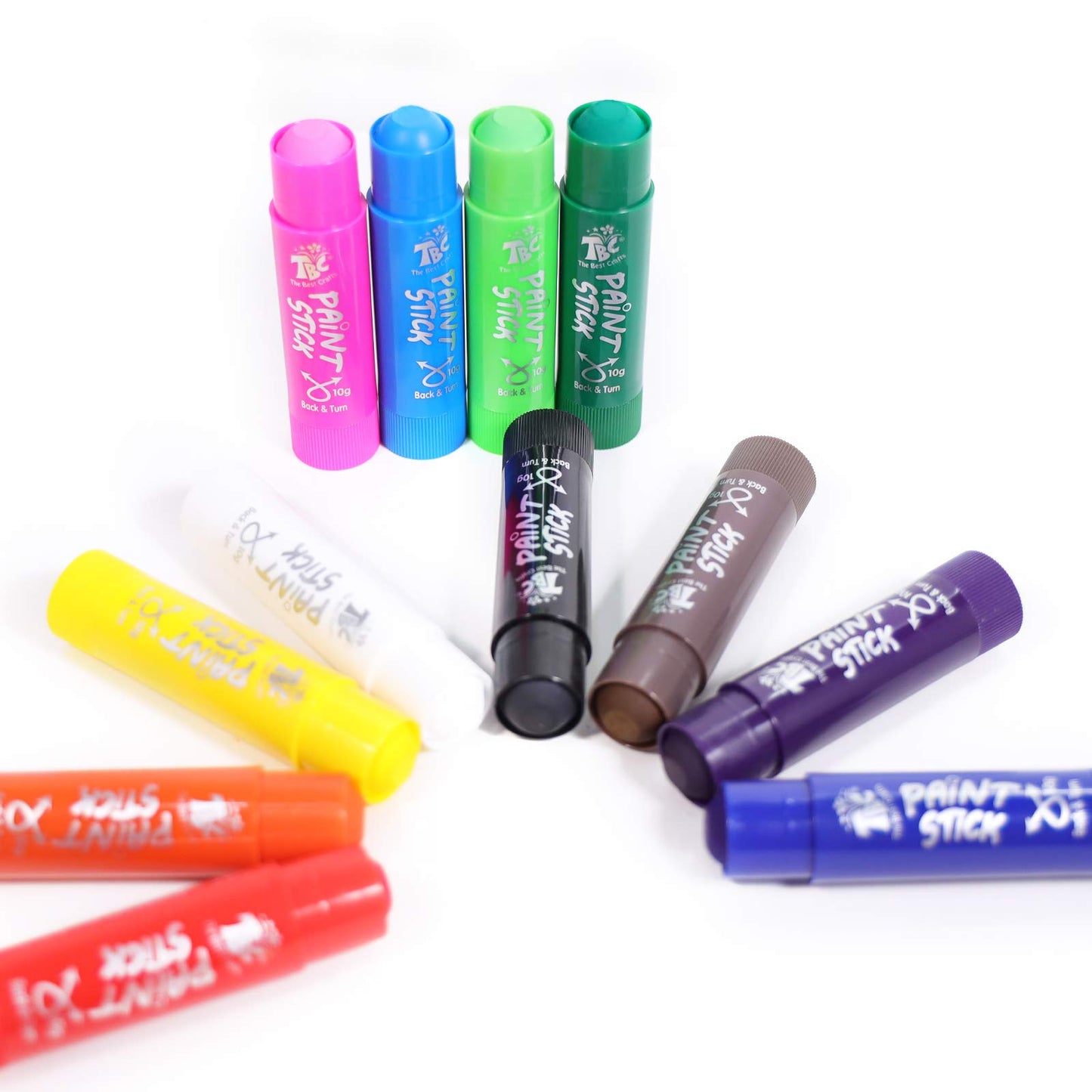 TBC The Best Crafts Paint Sticks, 24 Colors Mixed Pack, Washable Non-Toxic Tempera Paint for Kids, 0.04 Ounce (Pack of 12)