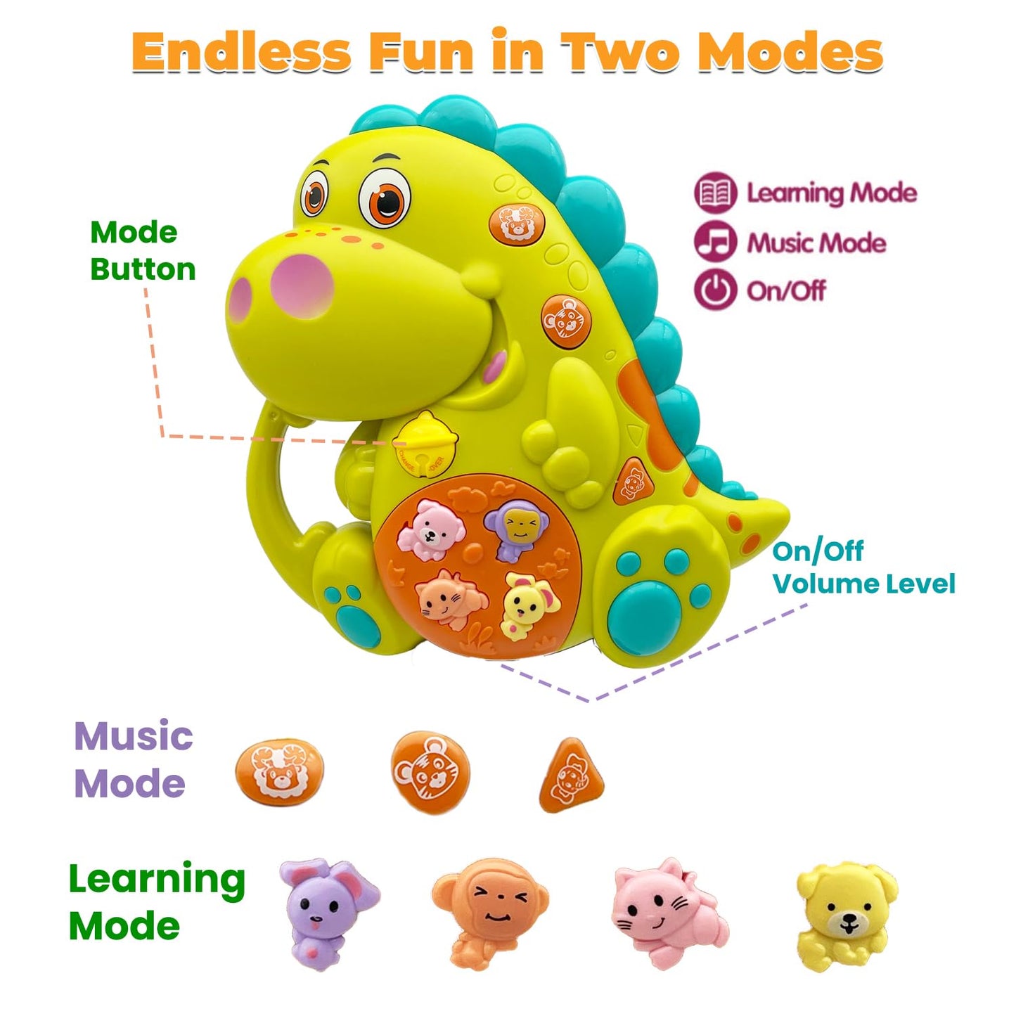 Afkstl Baby Piano Toy, 6-12 Months Light Up Music Baby Toys For0 3 6 9Months, Early Education Puzzle Boys Girls Gifts (Dinosaur)