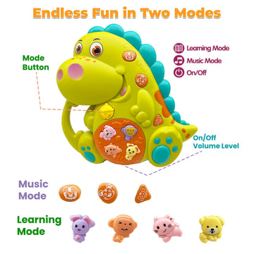 Afkstl Baby Piano Toy, 6-12 Months Light Up Music Baby Toys For0 3 6 9Months, Early Education Puzzle Boys Girls Gifts (Dinosaur)