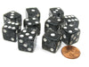 Koplow Games Set of 10 D6 16mm Glitter Dice - Black with White Pips