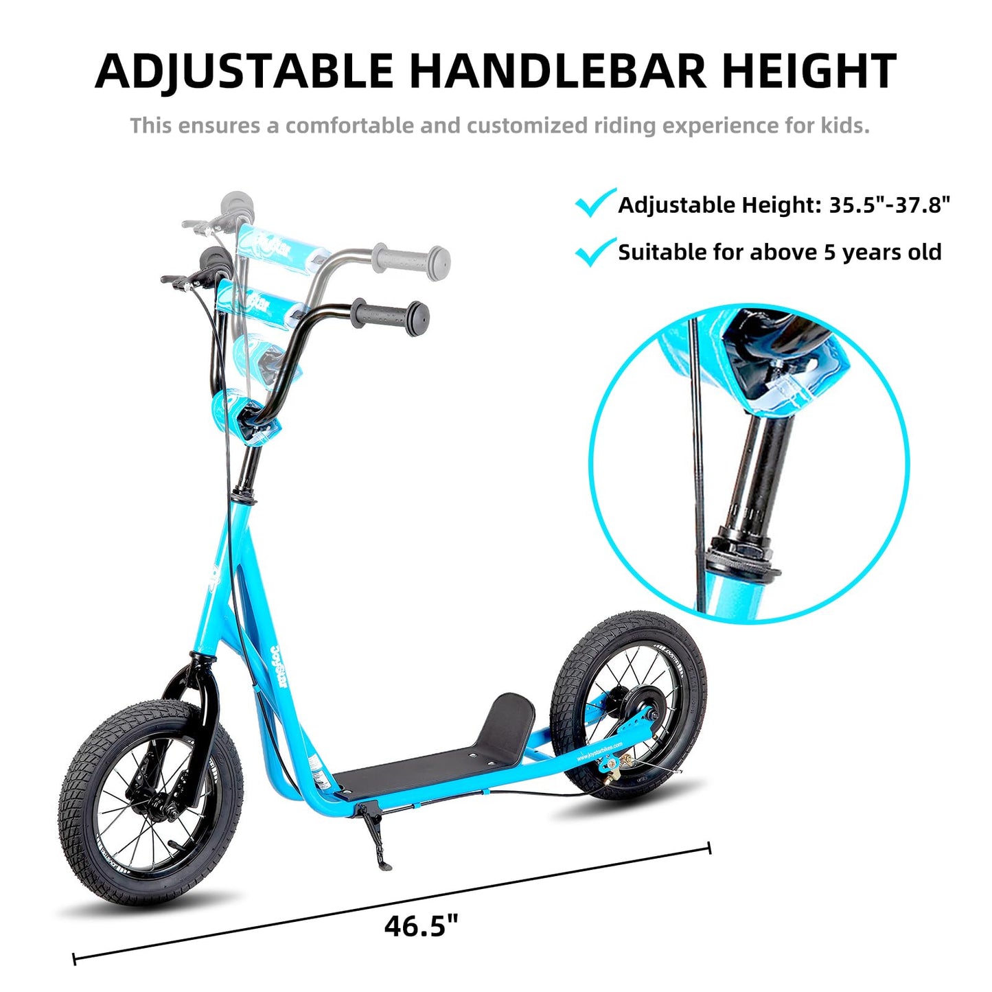 JOYSTAR Kick Scooter for Ages 5-9 Years Old Boys Girls 12 Inch Big Wheels Scooters for Kids Teens and mature-themeds Adjustable Handlebar Kids Scooter Blue