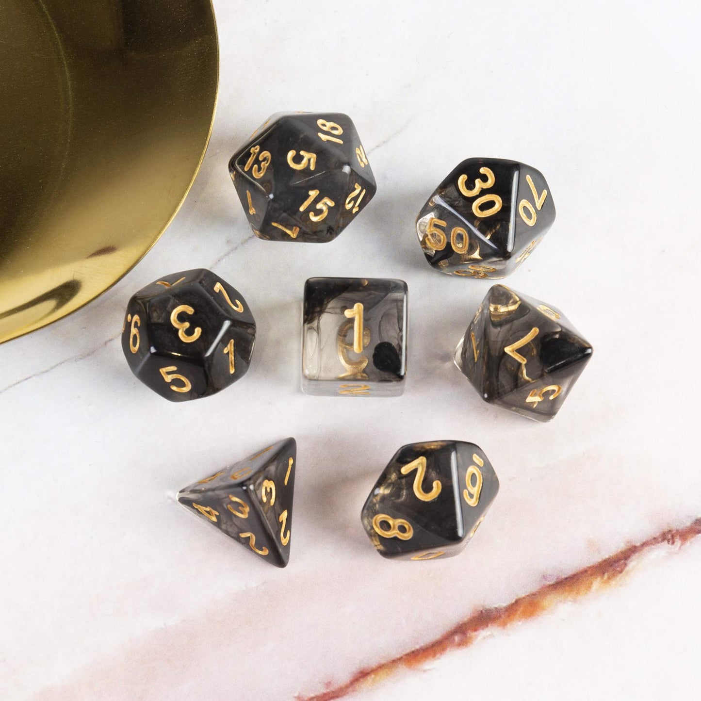 2 Sets DND Dice Set Black White D&D Dice Smoke Clear Resin Polyhedral Crystal D20 Dice for Dungeons and Dragons RPG Tabletop Gam