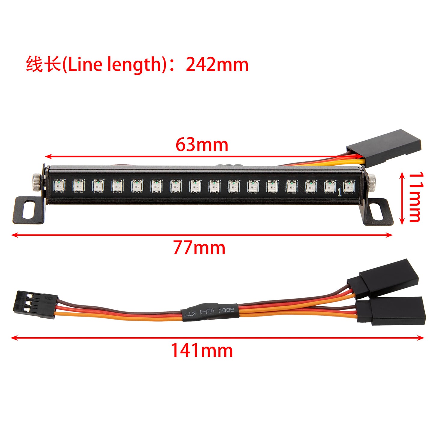 MEUS Racing TRX4M Roof Light Bar with 16 Beads 8 Light Modes for TRX4M Defender Bronco K10 F150 1/18 RC Crawler Upgrade Parts(Ro
