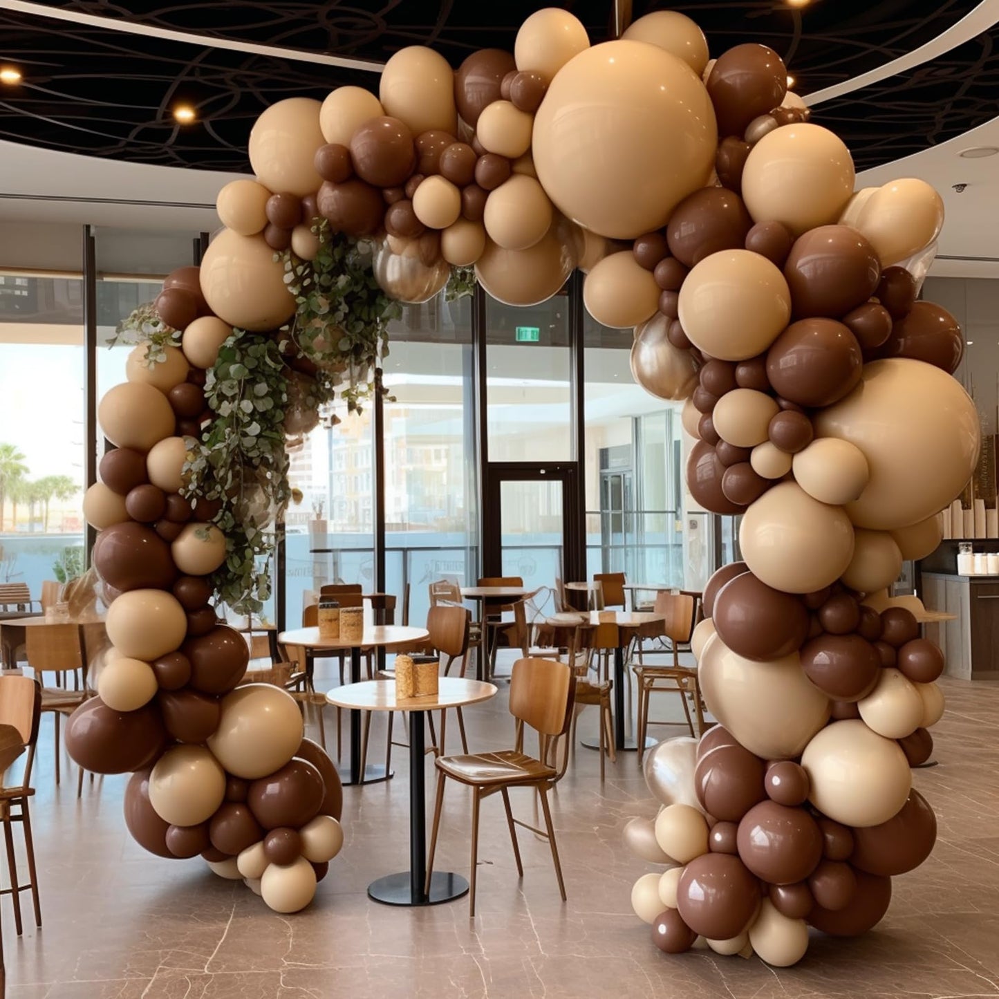 130Pcs Brown Balloons Different Sizes 18'' 12'' 10'' 5'' Balloon Garland Arch Kit Perfect For Birthday Party, Graduation, Baby S