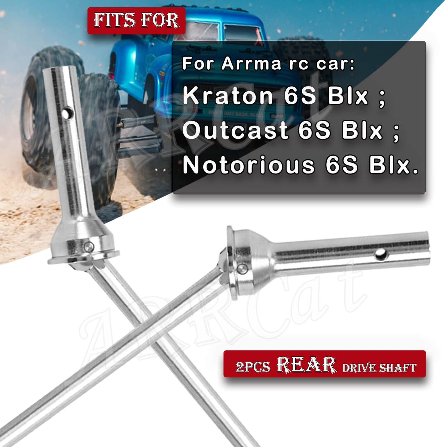 Rear Drive Shaft Upgrades Part for Arrma 1/8 Kraton 6S BLX Outcast 6S BLX Notorious 6S BLX,ARRCat 2pcs Drive Shaft Upgrades Part