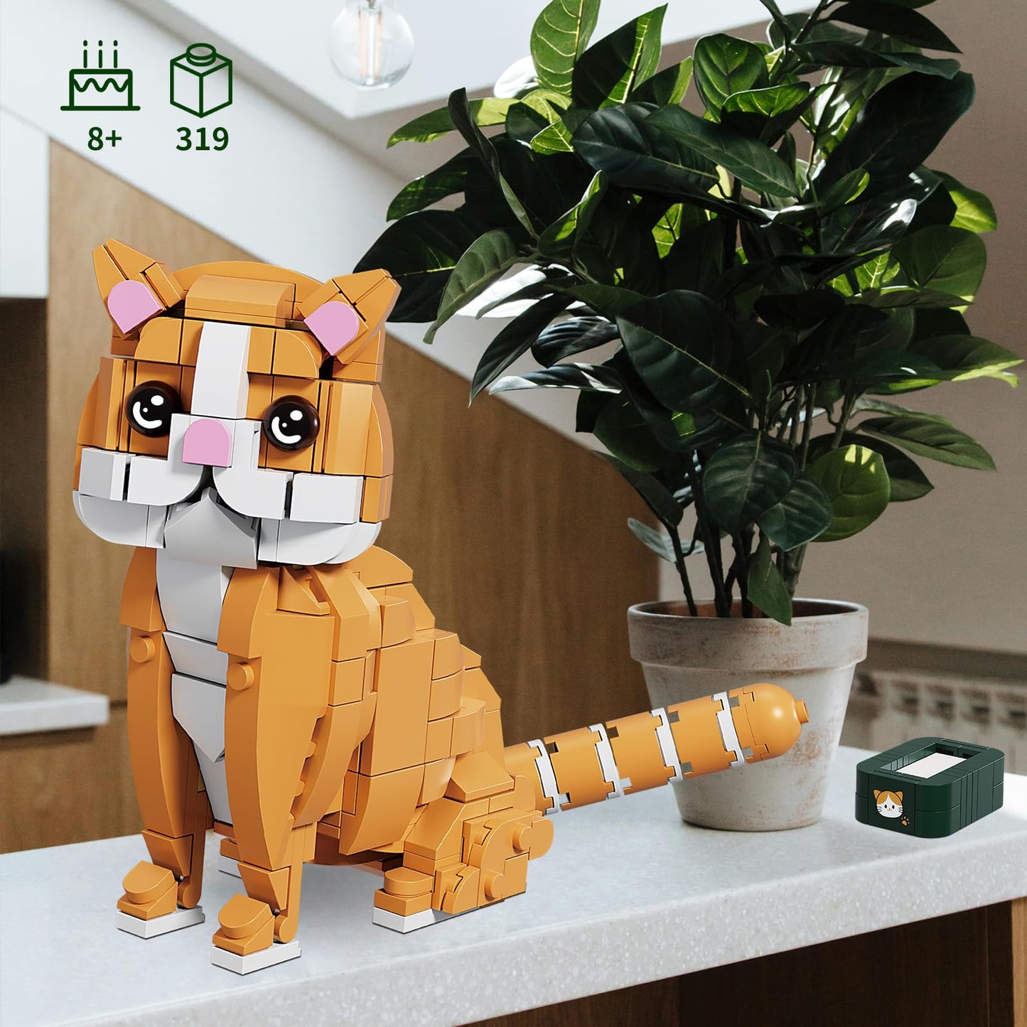 Kazi Cat Building Toy Set,Orange Cat Gift Idea For Animal-Lovers,Cat Sets For Boys And Girls Age 8-12,Garfield Cat Buildable Toy