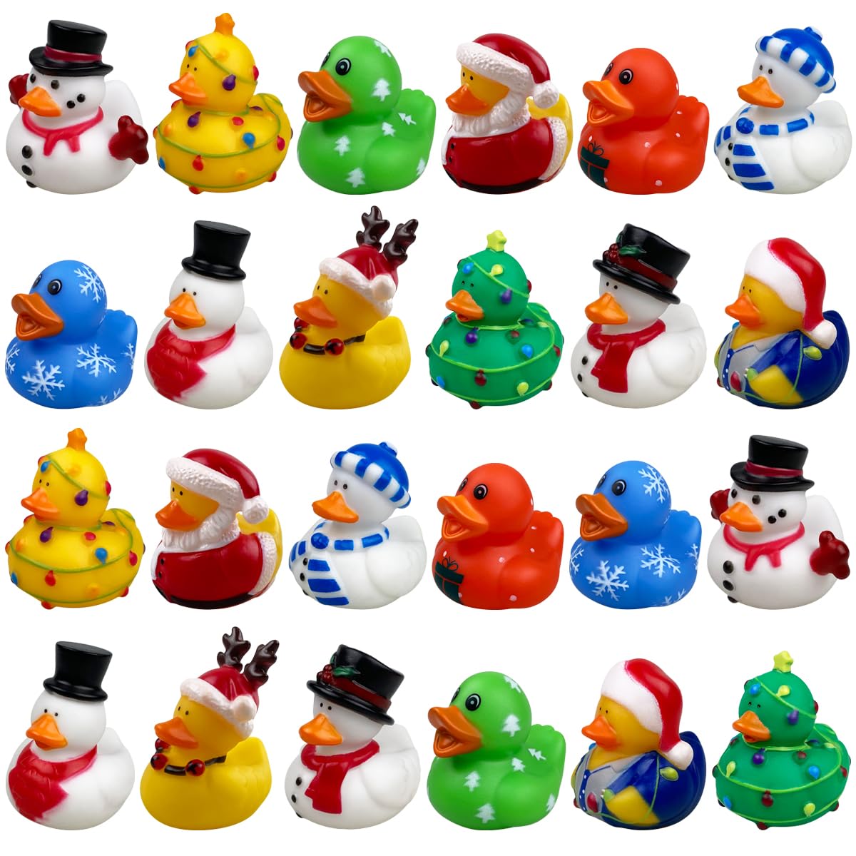 Qingqiu 24 Pack Christmas Rubber Ducks Jeep Bath Toys For Kids Boys Girls Toddlers Christmas Party Favors Stocking Stuffers Gifts