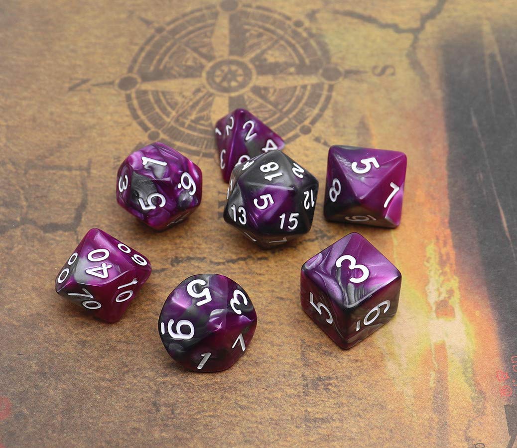 CREEBUY DND Dice RPG Polyhedral Dice Set for Dungeon and Dragons MTG Role Playing Games Dice Set(Purple & Silver)