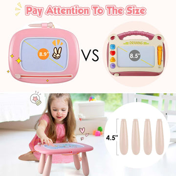 Smasiagon Magnetic Drawing Board for Toddlers, 10"W x 4.5"H, Light Pink, ABS Material, Ideal Birthday/Christmas Gift for Ages 1-3