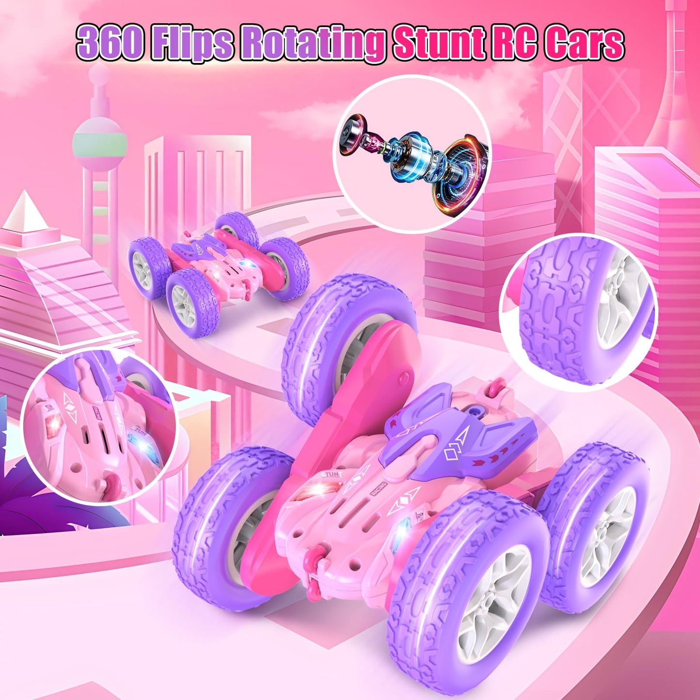 Jimdella Remote Control Car,360 Flips Rotating Stunt RC Cars,Double Sided RC Car with LED Lights,New Upgrade 2.4Ghz All Terrain