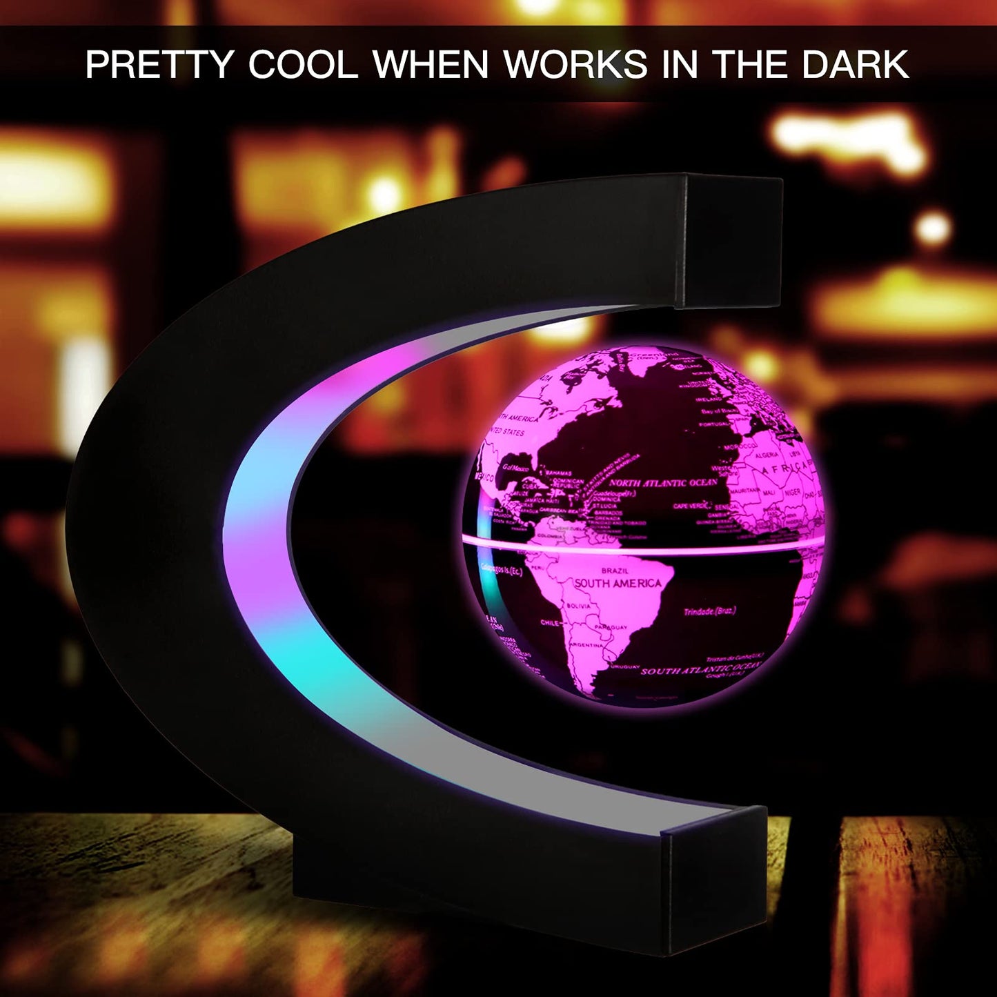 Gresus Multicolor Changing Magnetic Levitation Floating World Map Globe, Floating Globe With Led Lights, Great Fathers Students Teacher Business Boyfriend Birthday Gift For Desk Decoration