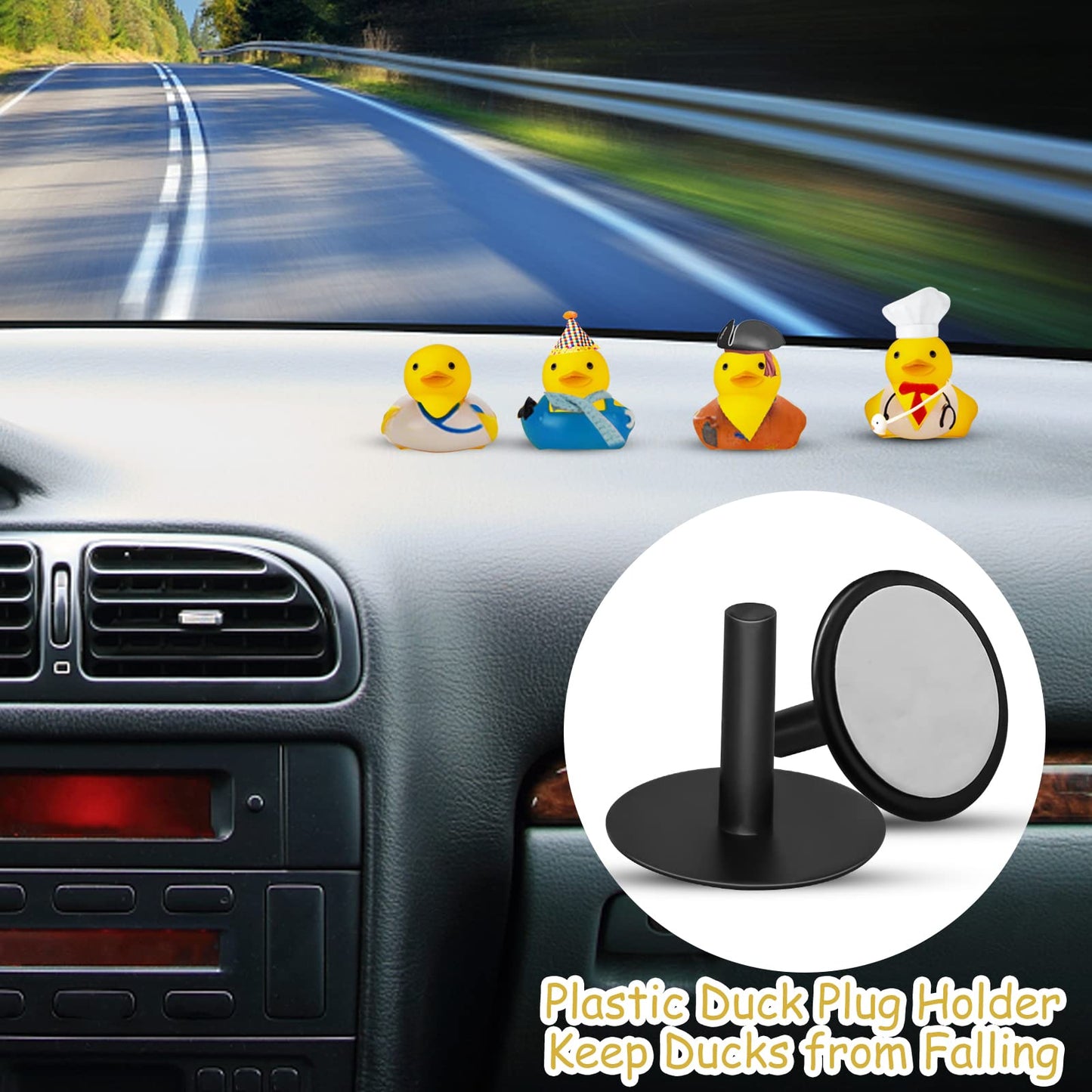 20Pcs Plastic Duck Holder Car, Rubber Duck Plug Ducks Display Fixed Mount Duck Holder, Self-Adhesive Duck Holder For Car, Gift F