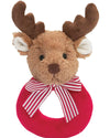 Bearington Baby Lil Reindeer Christmas, 5.5 Inch Christmas Reindeer Plush Stuffed Animal, Soft Baby Rattles And Plush Rings, For