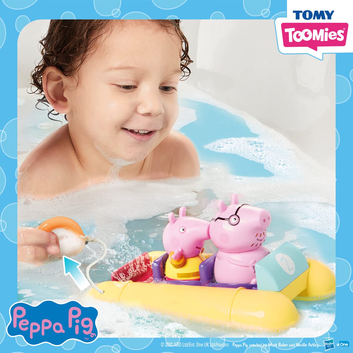 Tomy Toomies Peppa Pig Bath Toys - Peppa’S Boat Adventure Bath Toy Set - Includes 2 Boat Toys And 5 Peppa Pig Figures - Peppa Pig Toy Boats - Toddler Bath Toys For 18 Months And Up