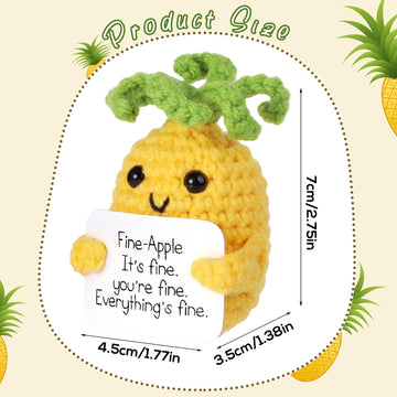 Boxob Funny Positive Pineapple, 3.15 Inch Cute Positive Knitted Pineapple Potato Toy With Encouraging Card Creative Crochet Pineapple Doll For Festival Party Decoration Encouragement Gift