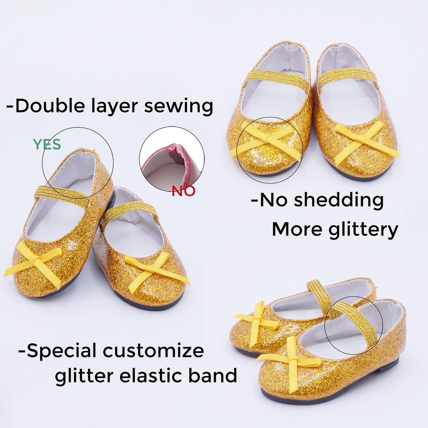 Etistta 7 Pairs Of Glitter Doll Shoes Fits For 18 Inch Doll Shoes American Dolls Sparkle Doll Shoes Princess Accessories
