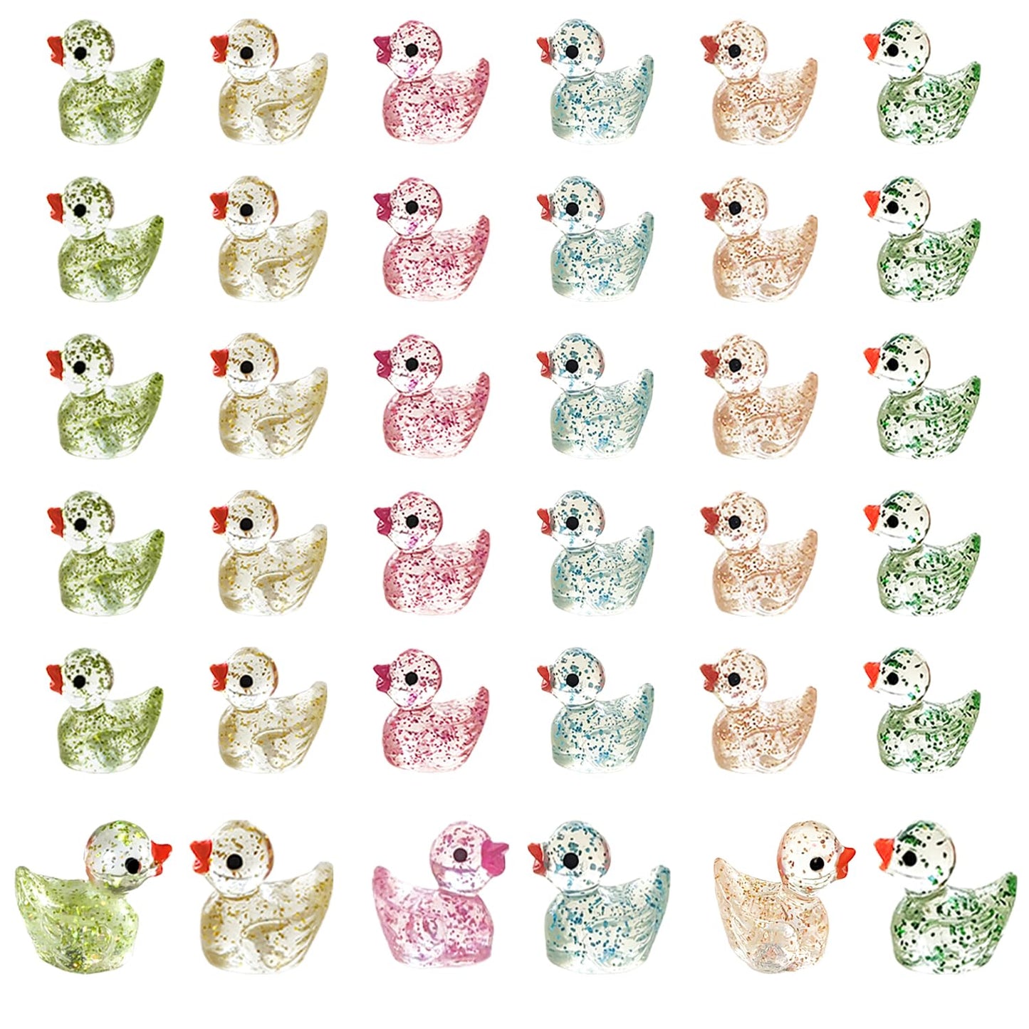 Hamiyell Pack Of 36 Tiny Ducks Little Plastic Duck Mini Resin Ducks For Garden Decorations, Dollhouse Miniatures, Crafts Ornamen