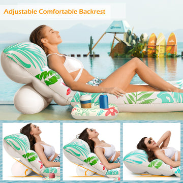 Jasonwell Inflatable Pool Float mature-themed - Pool Floaties Lounger Floats Floating Chair Raft with Adjustable Backrest Cup Holders Water Floaty Lake Lounge Tanning Floats Beach Party Toys for mature-themeds Kids
