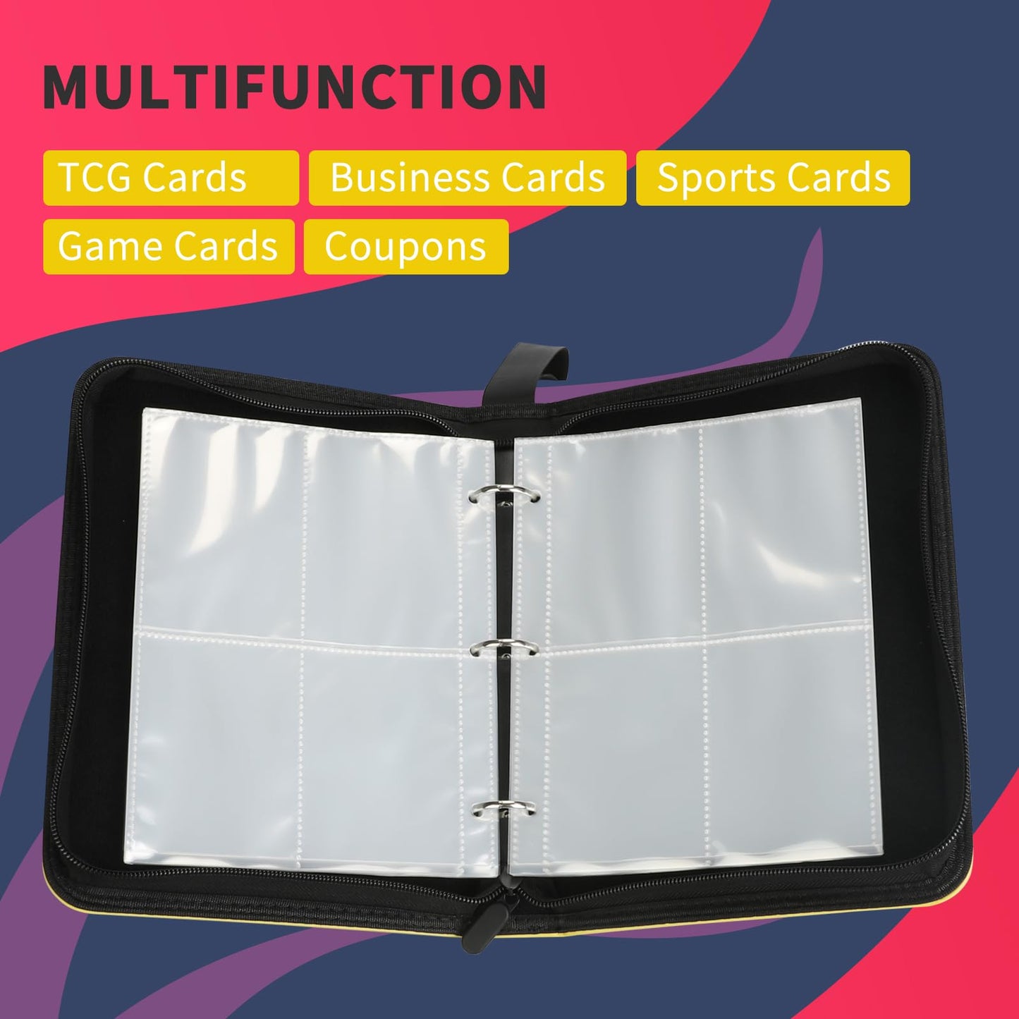 ANOVEL Card Binder for Trading Cards 440 Pockets TCG Trading Card Binder 4 Pocket Card Holder Album Case with 55 Removable Sleeves Gifts for Kids Children