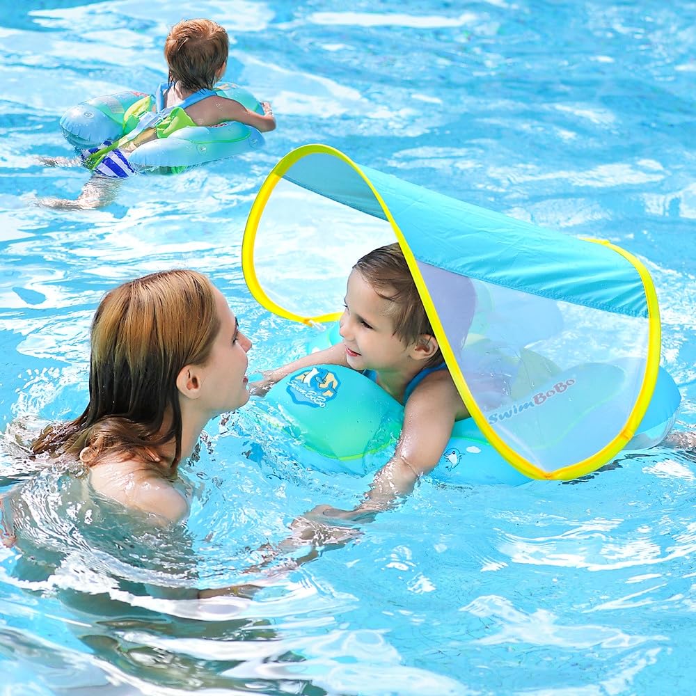 Baby Pool Float With Canopy Infant Pool Float For Swim Baby Float With Upf50+ Sun Protection Canopy Baby Swimming Floaties For 3