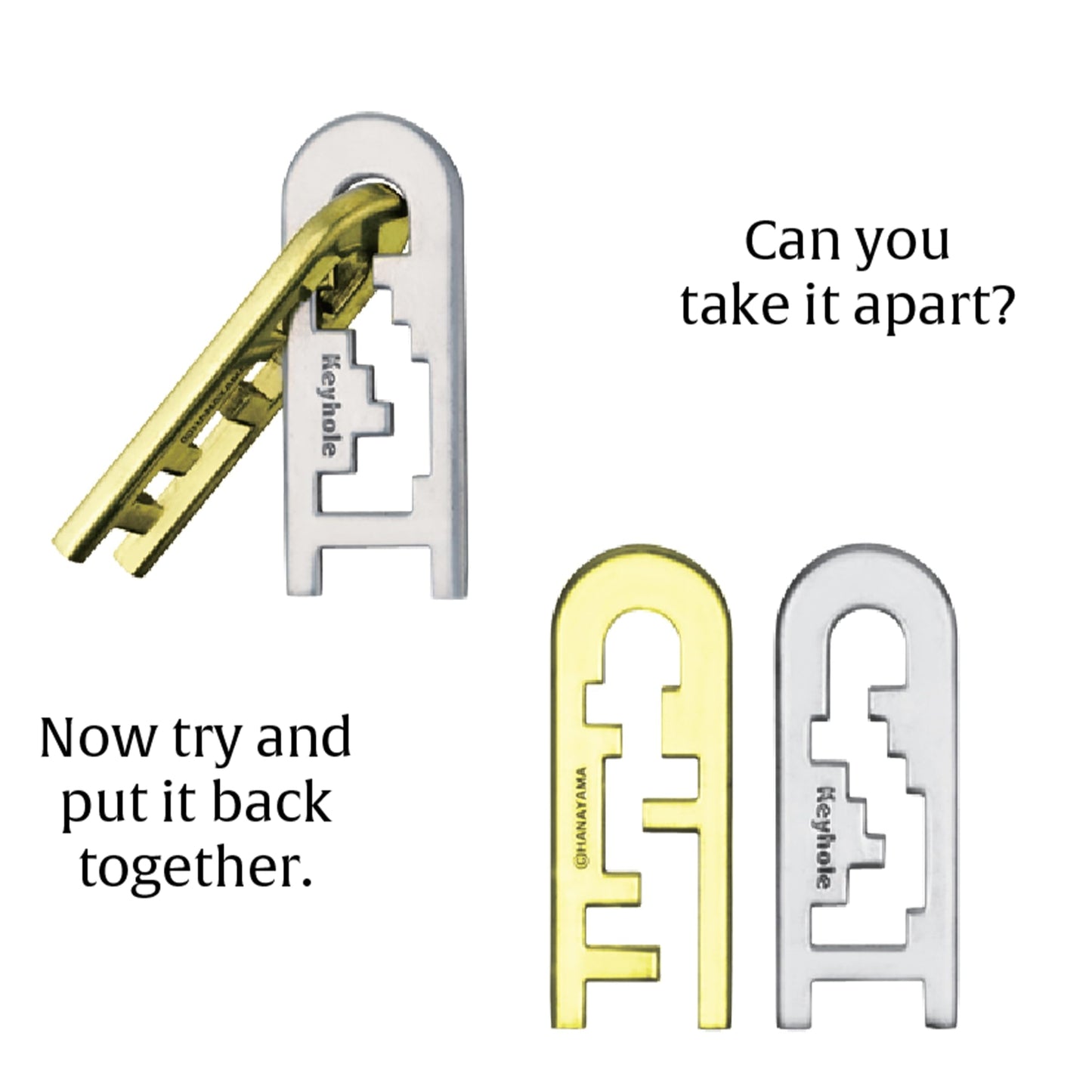 Bepuzzled |Keyhole Hanayama Metal Brainteaser Puzzle Mensa Rated Level 4, For Ages 12 And Up