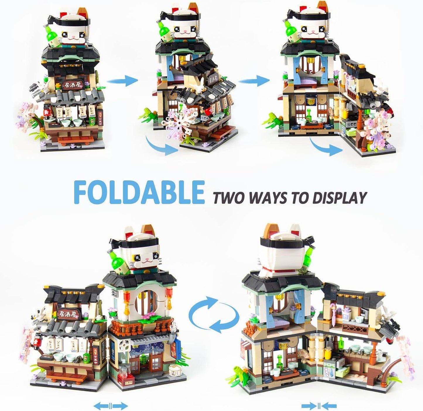Oundarm Foldable Japanese Street View Mini Blocks Kit- Izakaya Shop, Japanese Mini Brand Store Toy, Gift For Adults, Boys, Girls