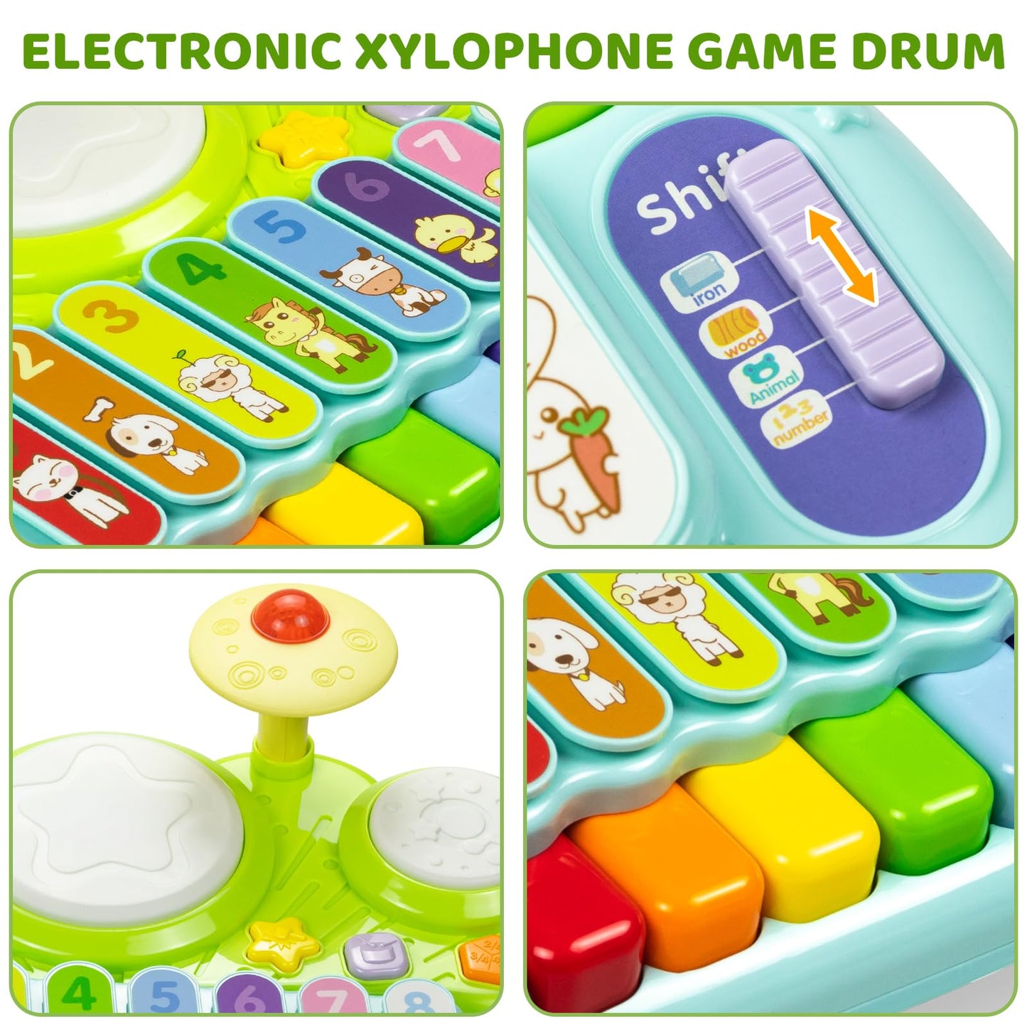 Marstone Musical Toys For Toddlers 1-3, Baby Piano Keyboard For 1 Year Old Girls Boys Toys, Xylophone Toddlers Drum Set Music To