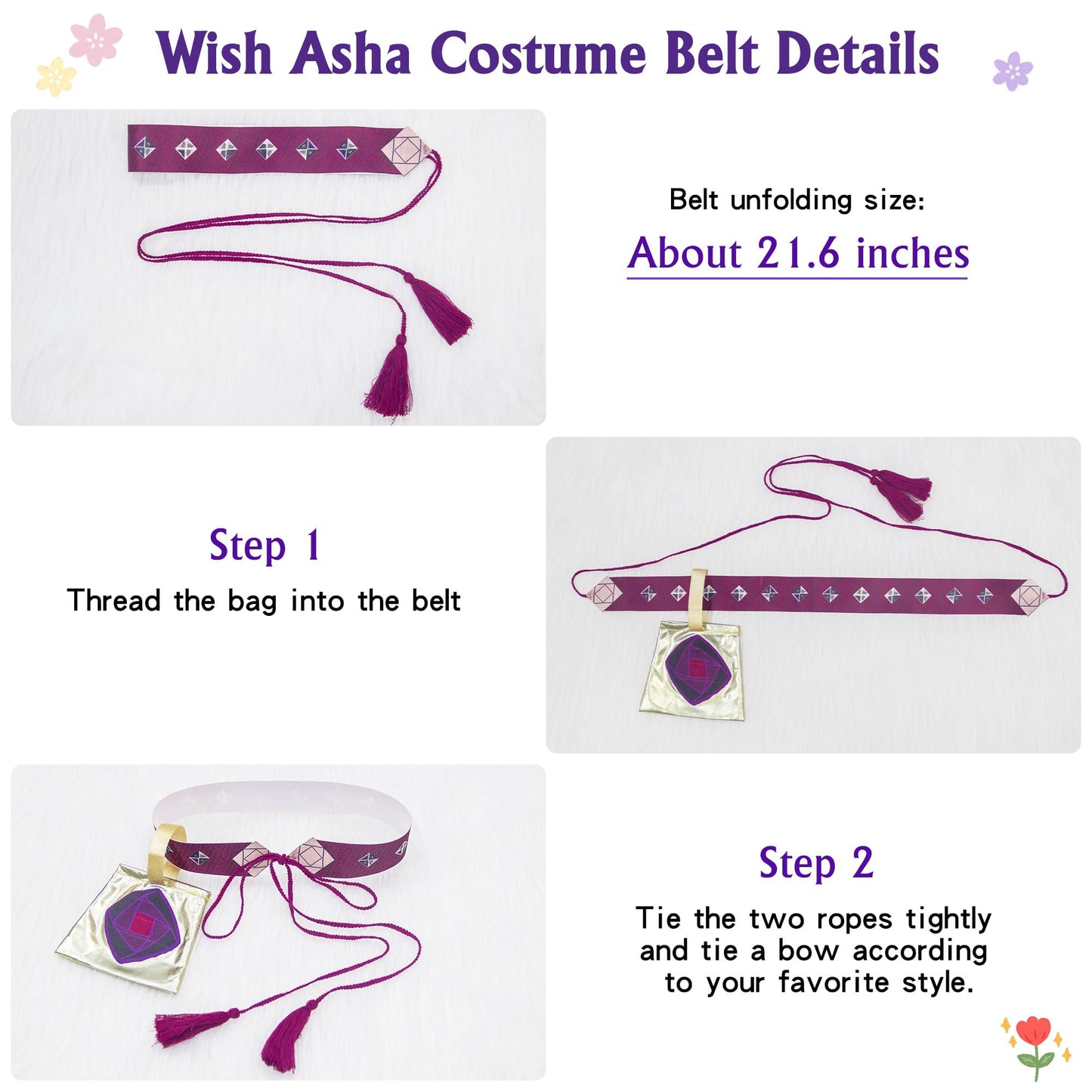 Grivos Wish Asha Dress Costume For Girls Princess Dress Up Kids Cosplay Outfits Halloween Christmas Party, Wish Purple, 110 (3-4T)