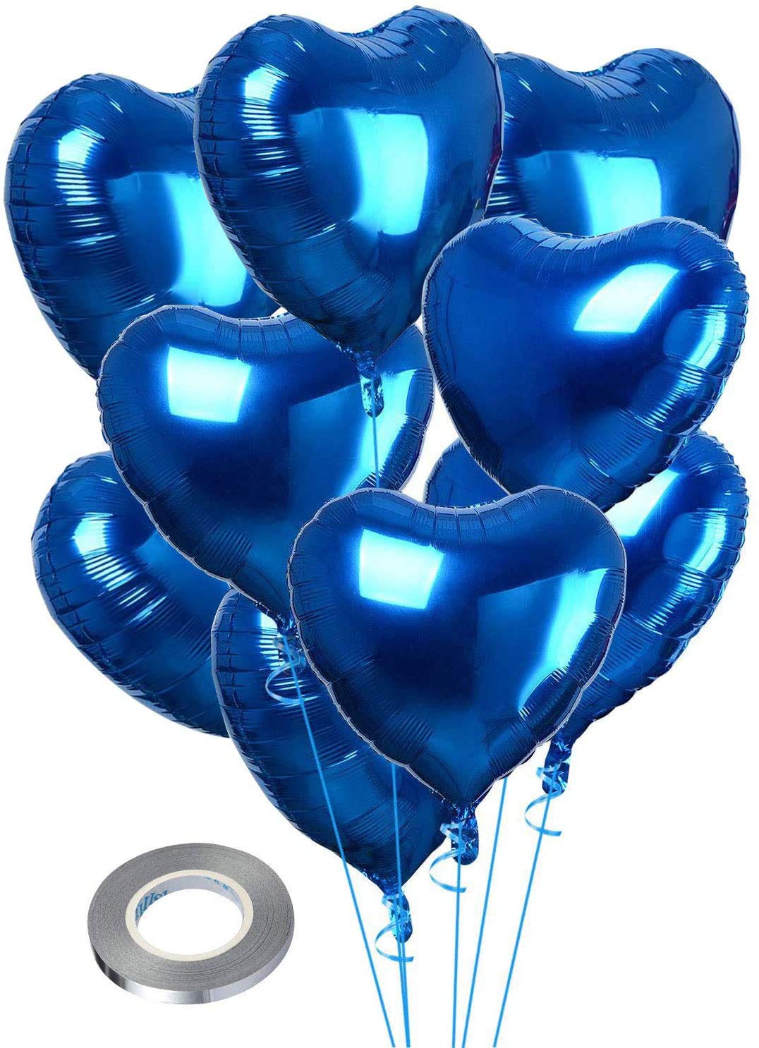 Cozofluv 25Pcs 18 Inch Blue Heart Balloons Helium Balloons Blue Heart Balloons Foil Blue Foil Balloons Heart Blue Birthday Decor