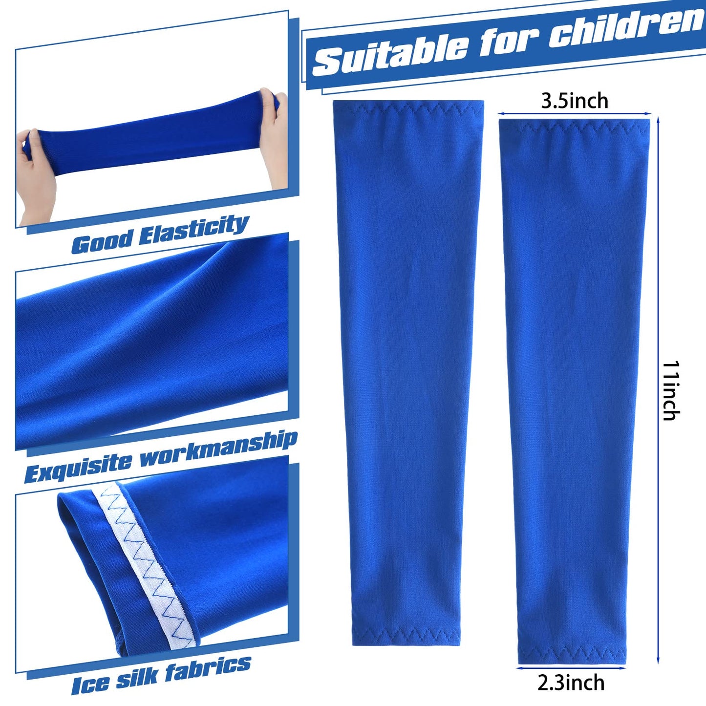 Xuhal 10 Pairs Arm Sleeves For Kids Age 4-7 Baseball Cooling Compression Sleeve Uv Sun Protection Arm Cover For Boys Girls (Dark Color)