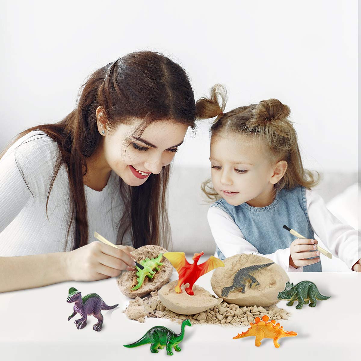 Bigear Dinosaur Eggs Excavation Dig Kit - Dinosaur Toys For Kids - Break Open 12 Dinosaur Eggs And Discover 12 Cute Dinosaurs - Archaeology Preschool Science Stem Crafts Birthday Gifts For Boys Girls