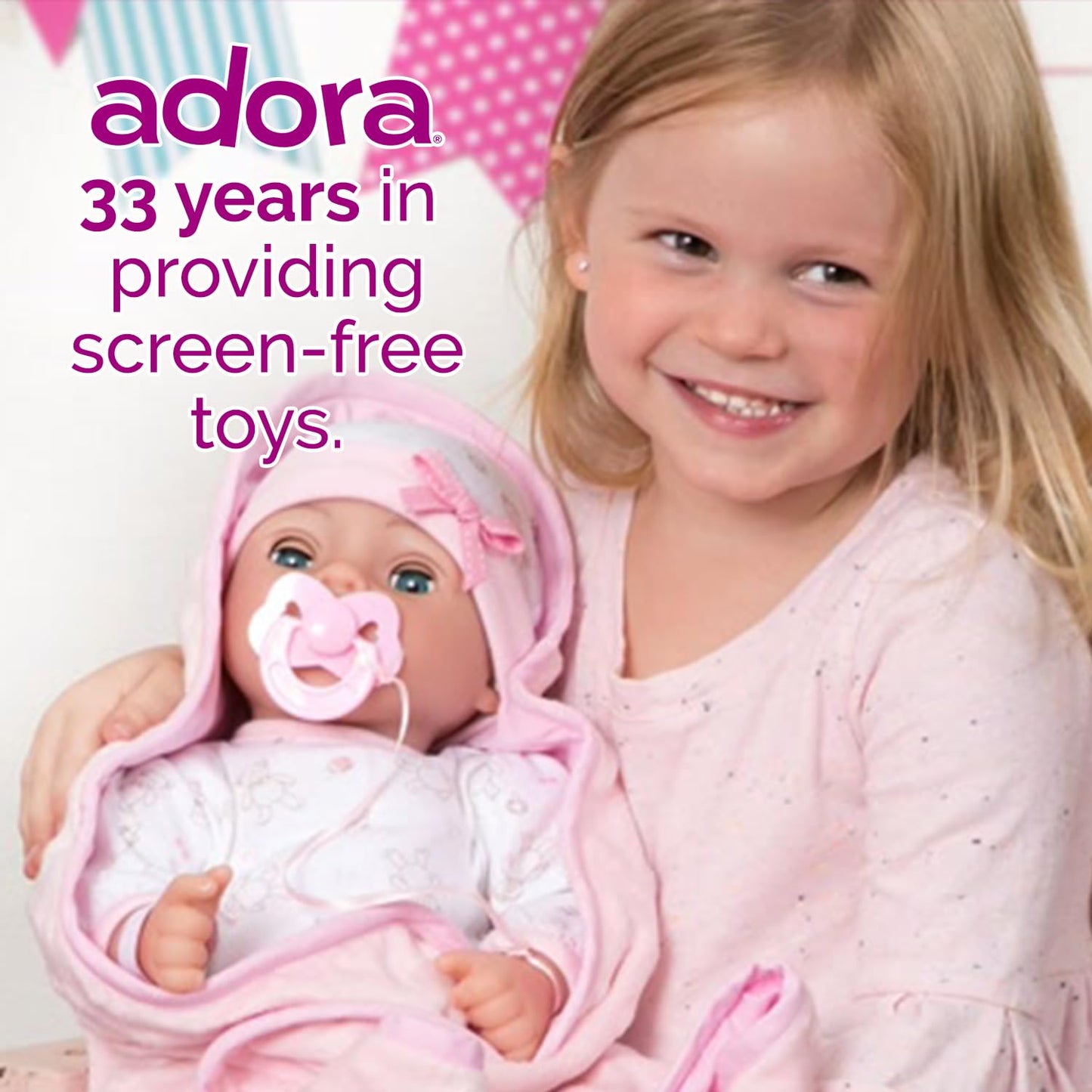 Adora Adoption Babies Collection, 16” Baby Doll With Complete 9-Piece Accessories Includes: Pacifier, Hospital Bracelet, Diaper And More! Birthday Gift For Ages 3+ - Baby Hope