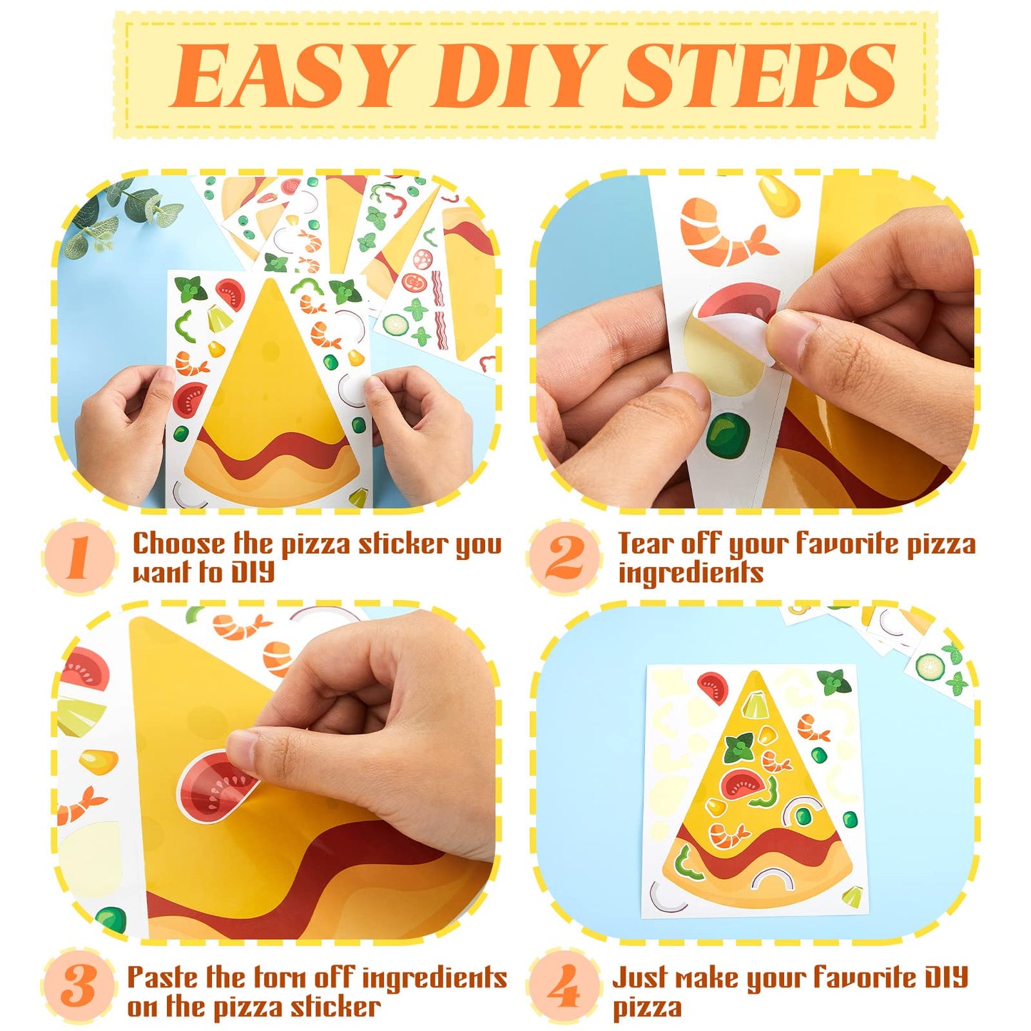 36 Sheets Make A Pizza Stickers For Kids, Make Your Own Pizza Stickers Pizza Crafts Pizza Party Supplies Turtle Party Decorations Turtle Party Favors For Diy Arts Birthday Games Pizza Family Night