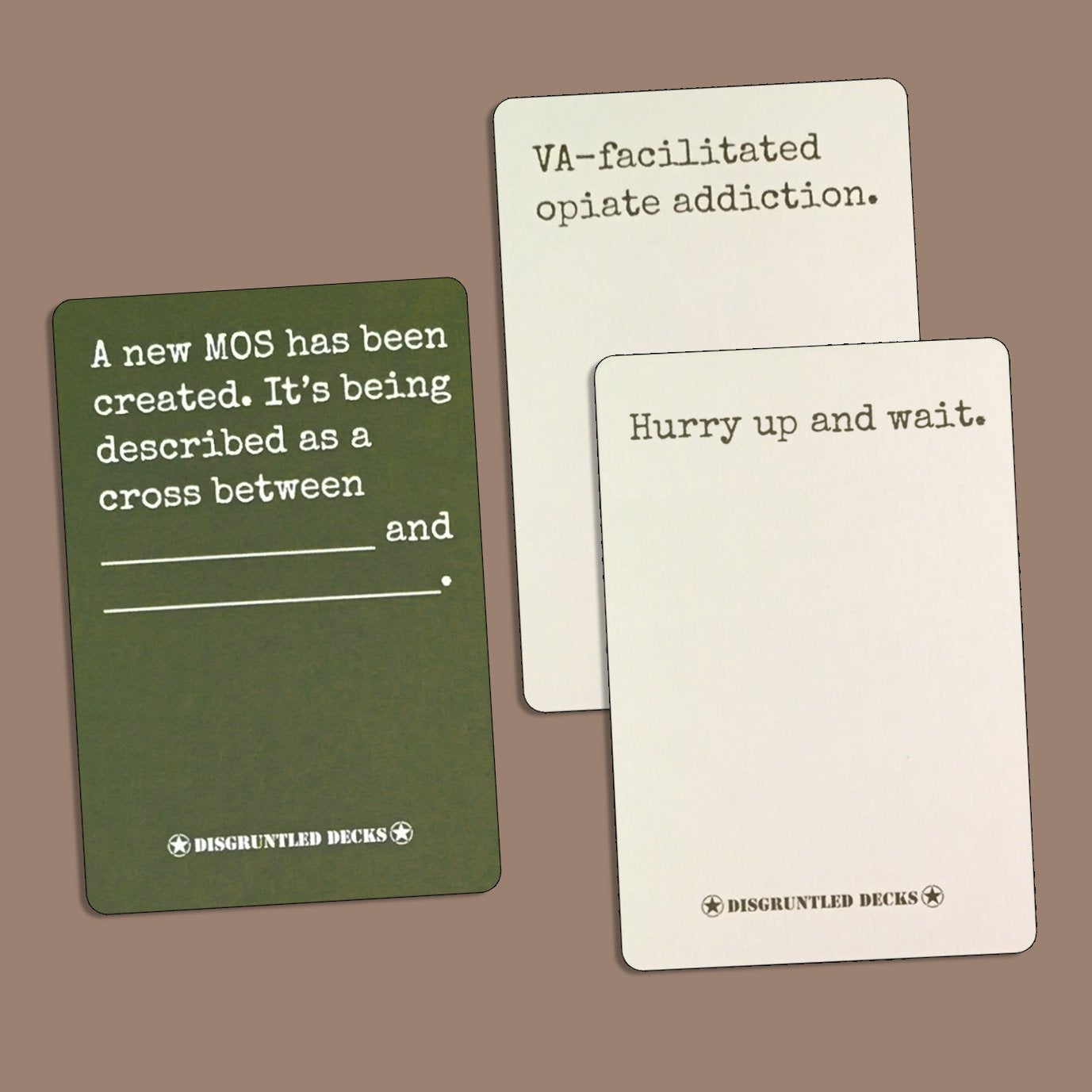 Disgruntled Decks Military Party Card Game - Army-Themed, Grey, 5.79" x 7.72" x 1.5", Cardstock